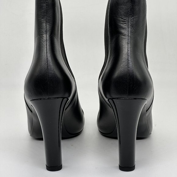 CHANEL 21B Leather Patent Cap Toe CC Ankle Boots Booties Heels - Picture 9 of 16